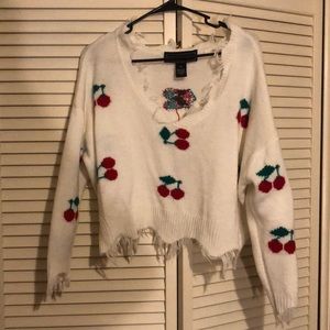 Cherry cropped sweater